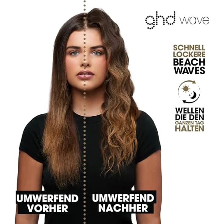 ghd Triple Barrel Waver, schwarzer Lockenstab für langanhaltende, lockere Beach Waves mit fortschrittlicher PTC-Heiztechnologie und 185 °C Stylingtemperatur – Bild 2
