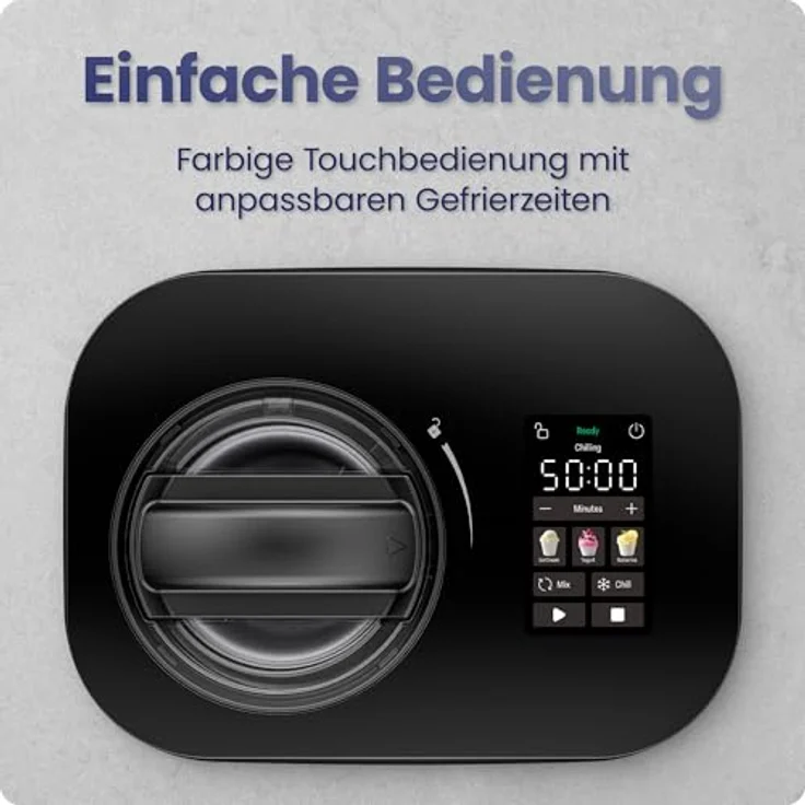 Chefman Iceman, Eismaschine mit Kompressor für Eis, Frozen Yogurt und Sorbet, digitale Anzeige, 3 Voreinstellungen, 2x 600 ml Einsätze – Bild 4