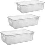 SUSTANIA Aufbewahrungsbox Jonas, 3er Set stapelbare Plastikboxen mit Deckel, 5 Liter, transparent, Made in Europe