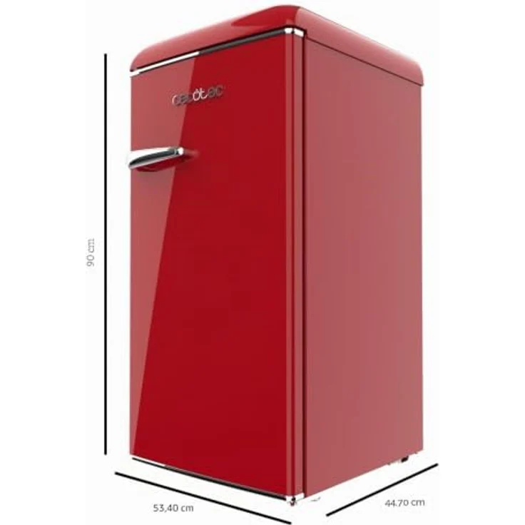 Cecotec Mini Retro Kühlschrank Bolero CoolMarket TT Origin 90, 90 L, mit ICEBOX, LED-Innenbeleuchtung, Chromgriff, Flaschenöffner, rot – Bild 2