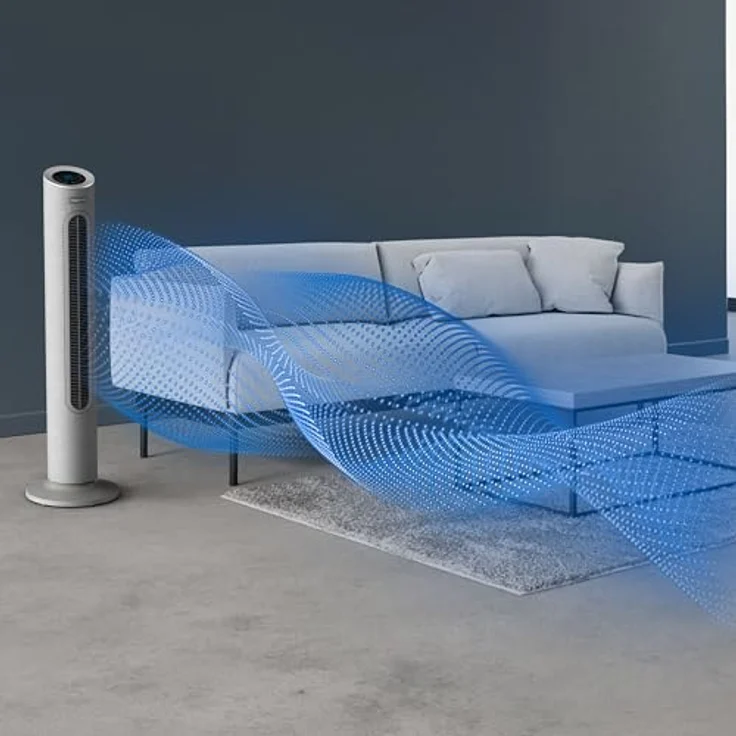 Rowenta Eole Home VU6980F0, Turmventilator mit 7 Geschwindigkeiten, nur 40 dB(A), energiesparend, Fernbedienung, grau – Bild 4