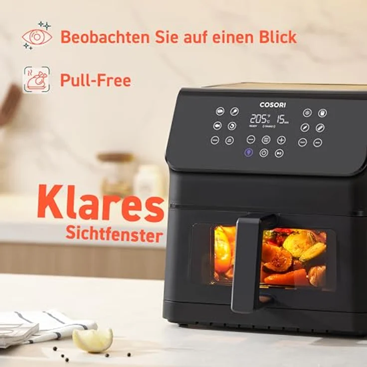 COSORI Heißluftfritteuse XXL 6,2L Airfryer 1700W, leise mit Rapid Air Technologie, 55% Energieeinsparung, 12 in 1 Heissluftfritteuse, für 3-5 Personen, inkl. 30 Rezeptbuch, one Touchcreen – Bild 3