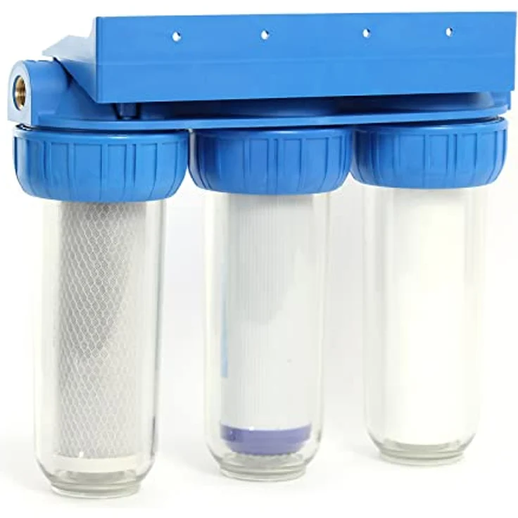 Naturewater NW-BR10B4 3 Stufen Wasserfilter, 5 µ, 32,89 mm (1"), Ø60 mm PP Kartusche, Filter Wandhalterung, Filterschlüssel, Sedimentfilter Aktivkohleblock Aktivkohlegranulat, weiß – Bild 5