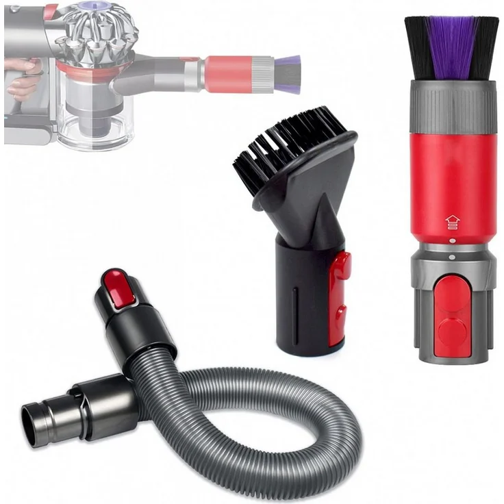 FELIXLEO Staubsaugerdüsen-Set 3 Stück für Dyson V7/V8/V10/V11/V12/V15, rückstandsloser Staubpinsel mit 8100 ultrafeinen PBT-Borsten für empfindliche Oberflächen