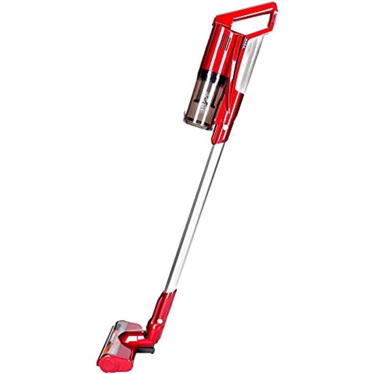TurboTronic Akku Staubsauger 11000PA - 22V Handstaubsauger kabellos 40min Laufzeit, LED Elektrobürste, Ultraleicht für Hartboden & Teppich Tierhaare Stiel Staubsauger (Rot) – Bild 3