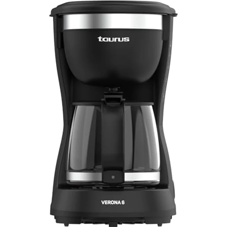 Taurus Kaffeemaschine Verona 6, 600 W, 600 ml, Intense Flavour Tech, Heizplatte, mattschwarz, BPA-frei – Bild 1