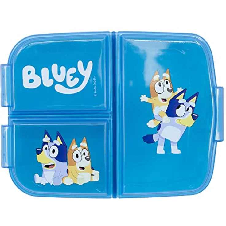 Bluey Lunchbox Brotdose mit 3 getrennten Fächern, Lunch to Go Vesper Dose, Blau – Bild 2