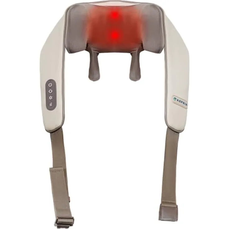 Aspria 5D Shiatsu Nackenmassagegerät mit Wärme, wiederaufladbar, Tragbares Schultermassagegerät für Nacken, Schulter, Rücken, Beine und Ganzkörpermassage, Geschenk für Frauen Männer Freunde Familie