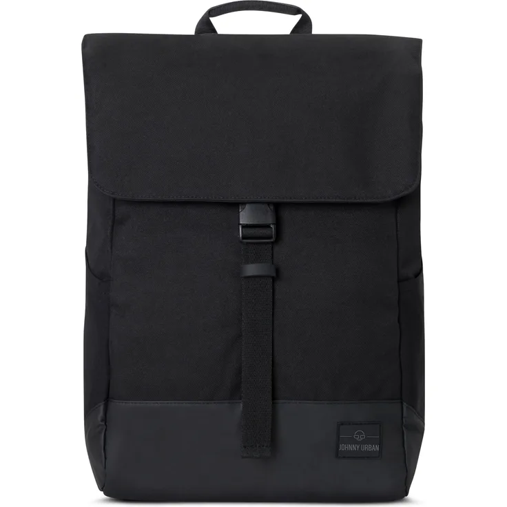 Johnny Urban Cityrucksack MIKA, Rolltop Laptop-Rucksack für Damen Herren, Flexibel erweiterbar, Wasserabweisend, Schwarz
