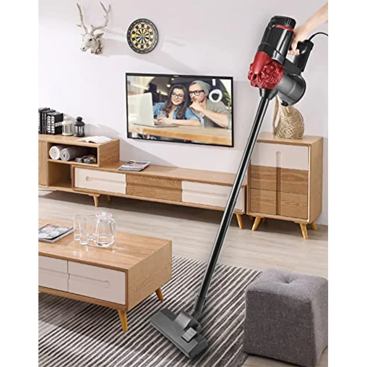 Venga! 2-in-1-Stiel- und Handstaubsauger, 4 m Anschlusskabel, beutellos, 2-in-1-Bodenbürste + 2 Extras, bis zu 20 kPa Saugleistung, rot/schwarz, 600 W, VG HVC 3001 – Bild 5