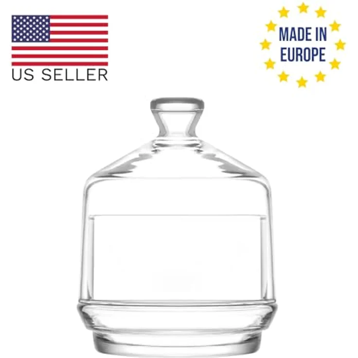 LAV Fornord Stapelbare Glasdose 1 Etage, transparent, mit Deckel, ideal für Süßigkeiten und Snacks, Durchmesser 9 cm, Höhe 12 cm – Bild 3