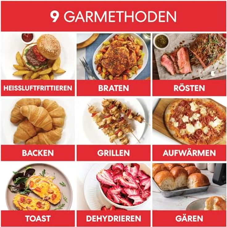 Instant Heißluftfritteuse Ofen 13L mit XXL Fassungsvermögen, 9 Programmen und Drehspieß - 1700W – Bild 3