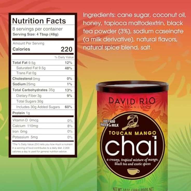David Rio Toucan Mango Chai Pulver, 398 g, aromatischer Tee für Getränke – Bild 2