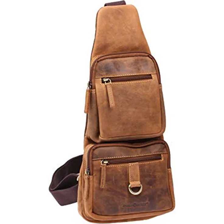 Greenburry Vintage Umhängetasche Leder, 20 cm, braun, 100% Leder