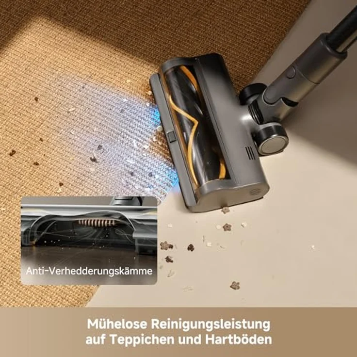 dreame R30 Kabelloser Staubsauger, 22,000PA Saugkraft, 90 Min. Laufzeit, Anti-Verhedderungsdesign, multifunktionale Aufsätze, Seitenbürste für Ecken und Kanten – Bild 4