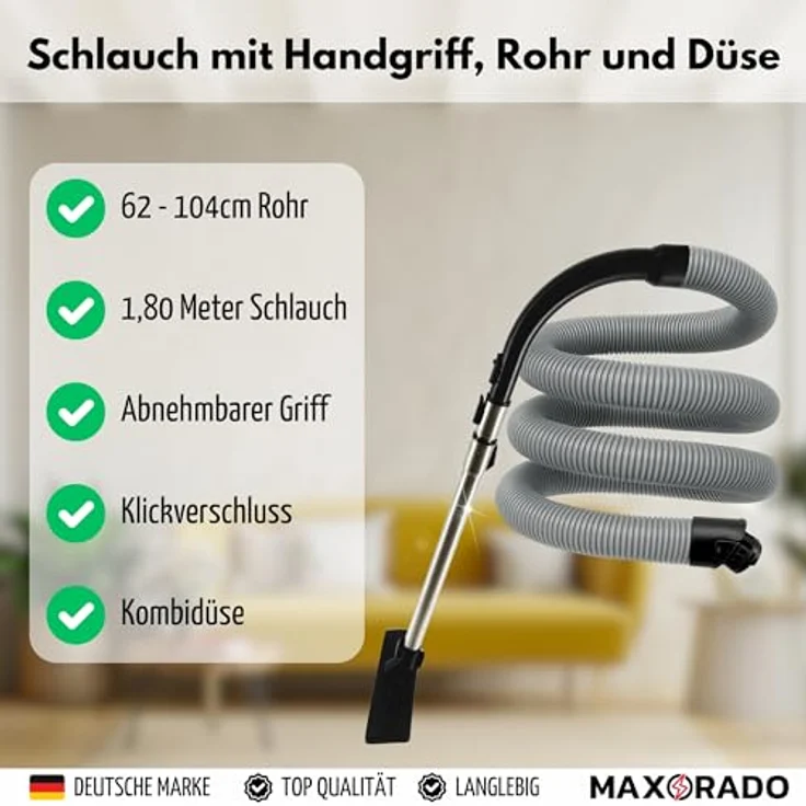 Maxorado Rohr Staubsauger Bodendüse Kombidüse SBD, kompatibel mit Miele S8 S8000 C3, ausziehbar 62-104 cm, mit Saugkraftregulierung und Trittschalter – Bild 2