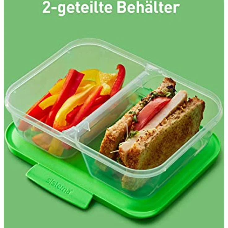 Sistema NEST IT Frischhaltedosen Meal Prep Boxen, 870 ml, luftdichte Vorratsdosen mit Fächern und Deckel, BPA-Frei, Grün, 5 Stück – Bild 4