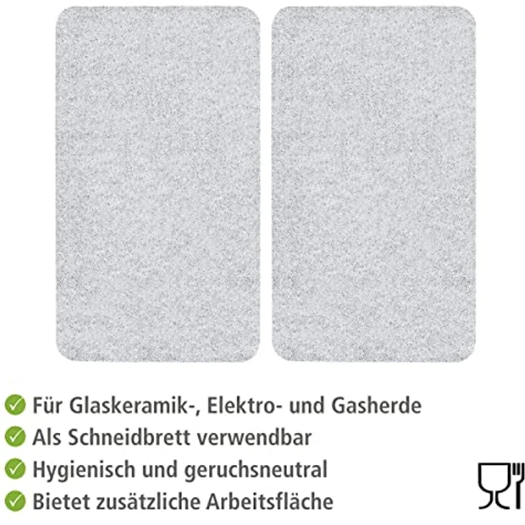 Wenko Herdabdeckplatte Universal, 2er Set Herdabdeckung für alle Herdarten, Gehärtetes Glas, 30 x 52 cm, mehrfarbig – Bild 4