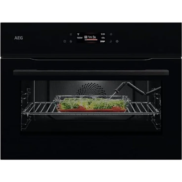 AEG NKK8N621B MealAssist Kompaktbackofen mit Mikrowelle Schwarz - 25 Backofenfunktionen, WLAN-fähig, Kochassistent