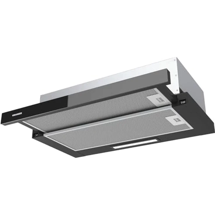 Oranier Einbau Dunstabzugshaube 60 cm - Abluft Abzugshaube mit ausziehbarer Glasblende - Dunstesse mit 2 Leistungsstufen - Flachschirmhaube FLA460 – Bild 1
