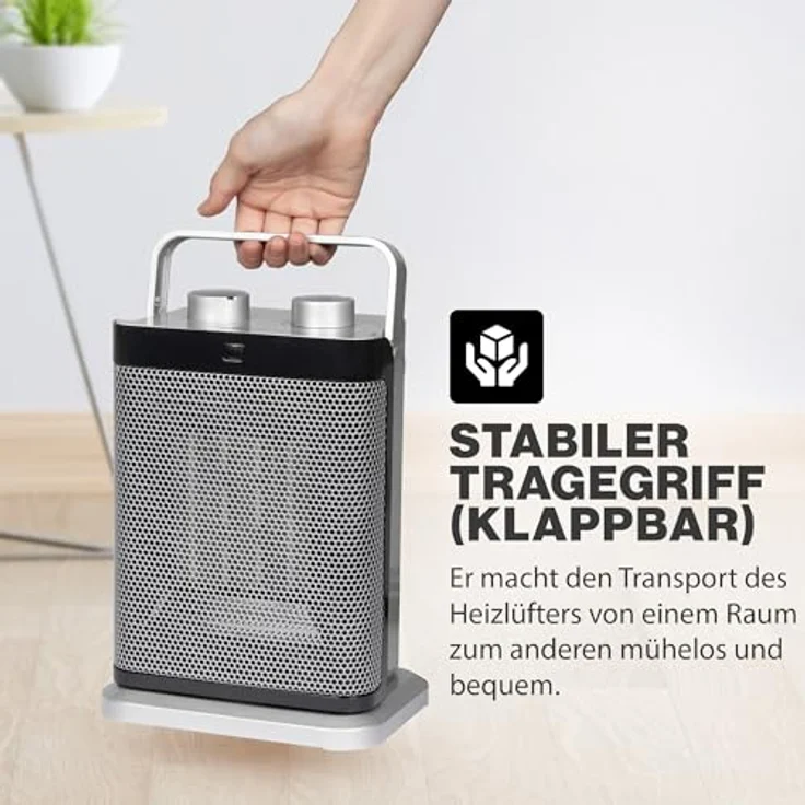 Clatronic HL 3631 Keramik-Heizlüfter, 7-Stufen-Schalter, stufenlos regelbarer Thermostat, 1000-1500 W, Heizlüfter – Bild 5