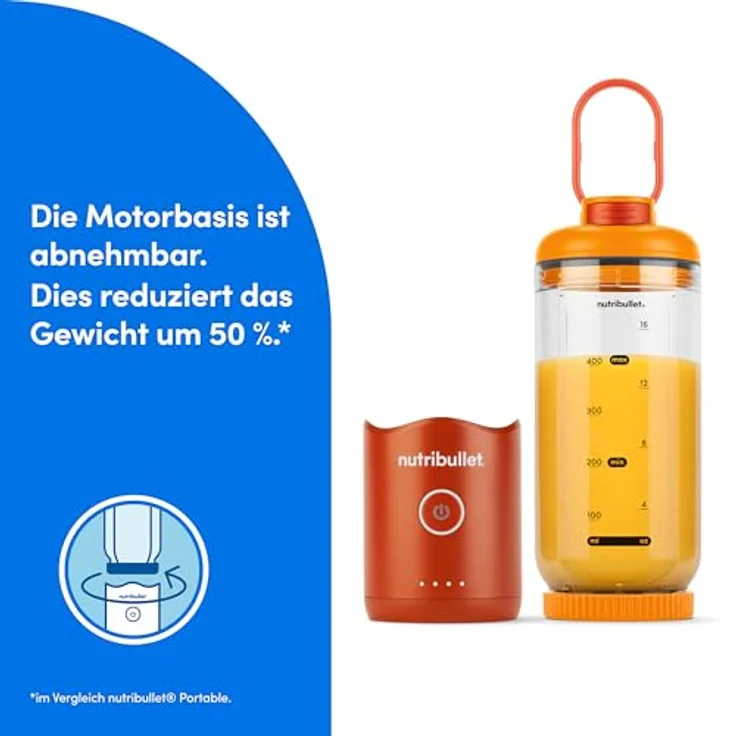nutribullet Smoothie-Maker NB Flex Portable NBP013OR, elektrischer Standmixer mit 0,59 l Becher, orange, Edelstahl-Mixklinge, USB-C Ladefunktion – Bild 4