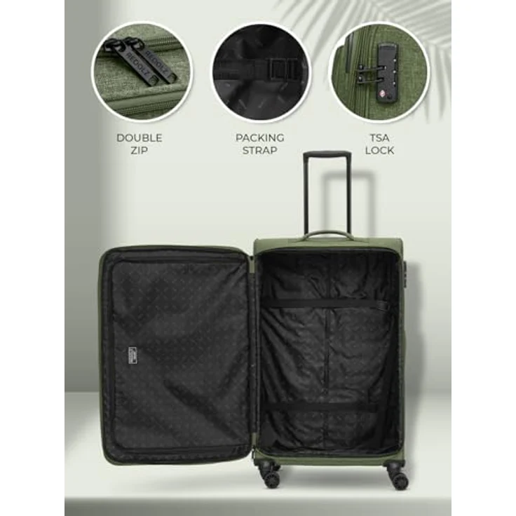 REDOLZ Weichschalen Koffer für Damen & Herren | Leichter Trolley 77 cm mit 4 Doppelrollen & TSA-Schloss | mit Dehnfalte erweiterbar (Essentials 12) – Bild 5