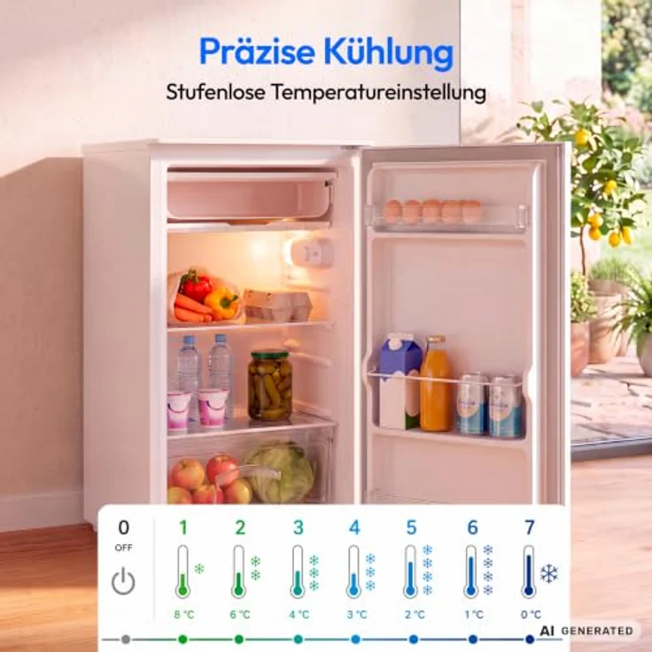 MEDION Kühlschrank MD370033, 90 Liter mit Gefrierfach, Energieeffizienzklasse E, weiß – Bild 6