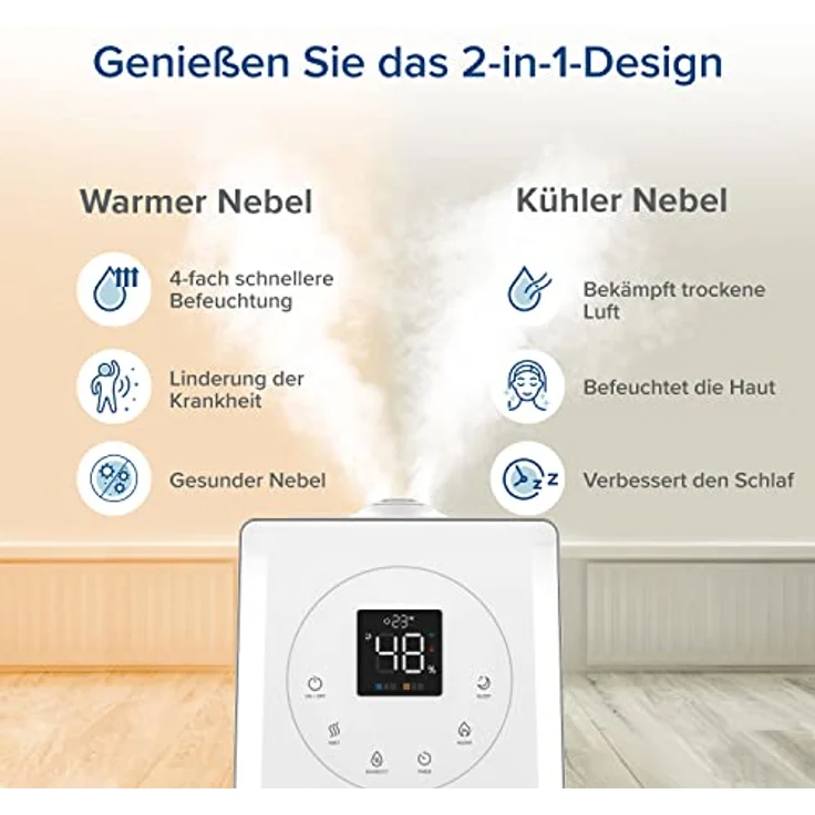 Levoit LV600S, Smart 6L Top-Fill Warmer/Kalter Nebel mit Alexa/APP Steuerung, Schlafmodus, Timer 1-12Std. , Humidifier mit Aromatherapie für Schlafzimmer, Kinderzimmer, Pflanzen bis 40–70 m² – Bild 2
