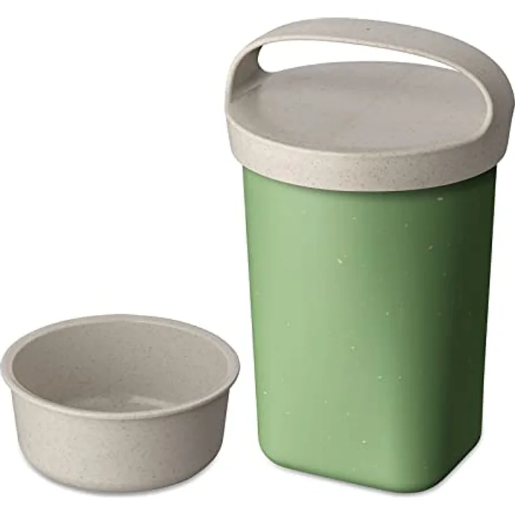 Koziol Snackpot, Lunchbox mit Einsatz und Deckel, auslaufsicher, Grün, Ø 10,4 x 17,5 cm