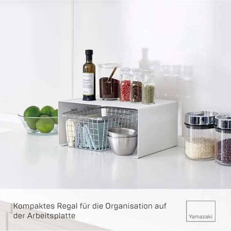 Yamazaki Stapelbares Küchenregal TOWER, Küchen Organizer mit zusätzlichem Speicherplatz, Weiss – Bild 2