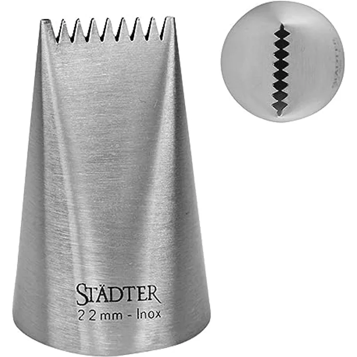 Städter Sternbandtülle 22 mm Edelstahl, Profi-Qualität für exakte Dekorationen, silberfarben