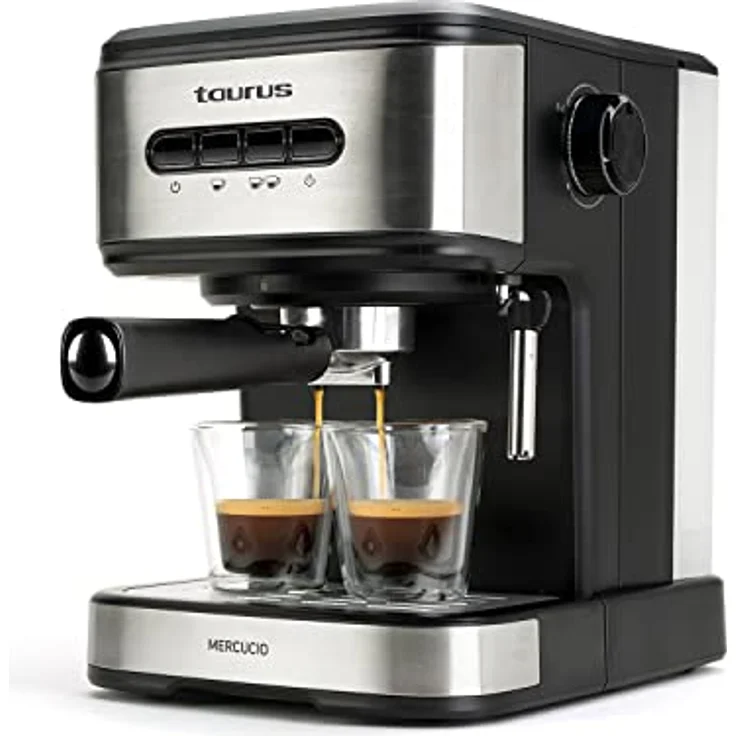 Taurus Mercucio Espressomaschine, 20 Bar, programmierbar, automatische Abschaltung, 850 W, BPA-frei, automatische Abschaltung, 1,50 l, Verdampfer, Extra Cream System, Schwarz – Bild 3