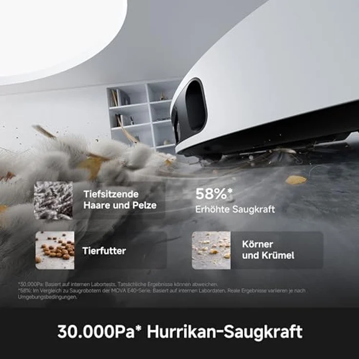 MOVA Robot Vacuum E50 Ultra, Beutellos, Weiß, 30.000 Pa Saugleistung, Rund, Mop-Wischfunktion – Bild 3