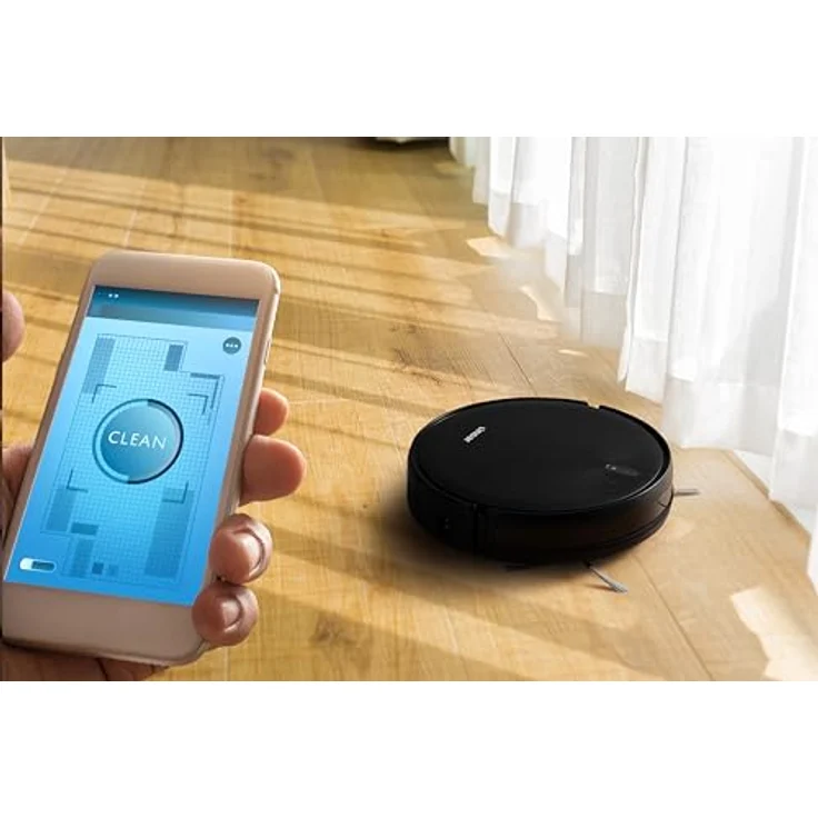 Linsar Saugroboter mit Wischfunktion, maximal 2000 Pa Saugkraft, APP Steuerung, 120 Min Laufzeit, WLAN, für Teppich Tierhaare Hartböden, Roboterstaubsauger mit Ladestation, Fernbedienung (schwarz) – Bild 4