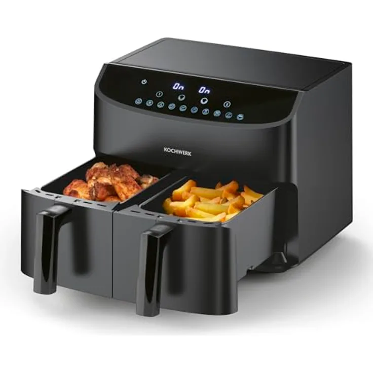 XXXL HEIßLUFTFRITTEUSE Rachs Kochwerk, Schwarz, 7 L, antihaftbeschichteter Innenbehälter, Temperaturanzeige, Touchscreen, Heißlufttechnologie