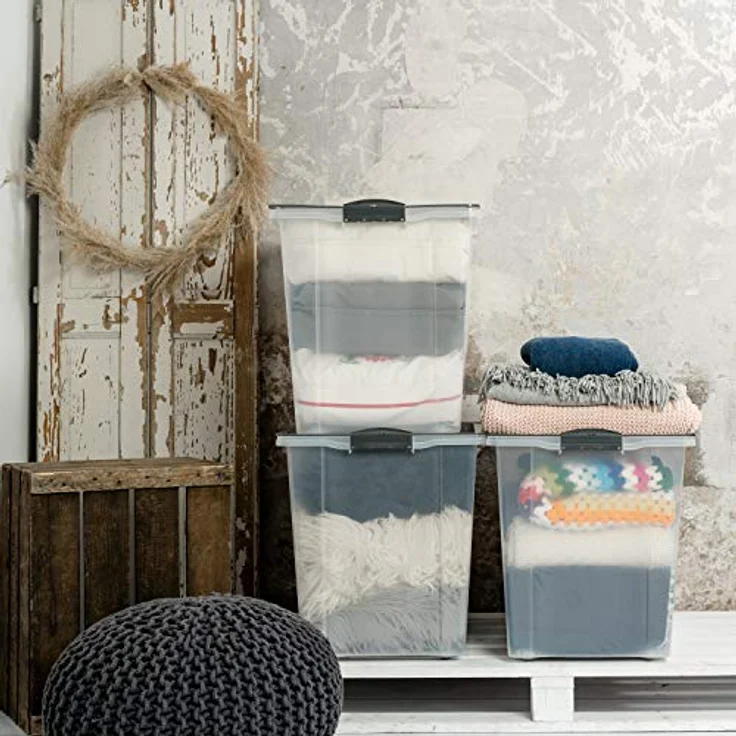 Rotho Compact Aufbewahrungsbox 70l mit Deckel und Rollen, Kunststoff (PP recycelt) BPA-frei, grün/anthrazit, A3/70 Liter (57,0 x 39,5 x 43,5 cm) – Bild 2