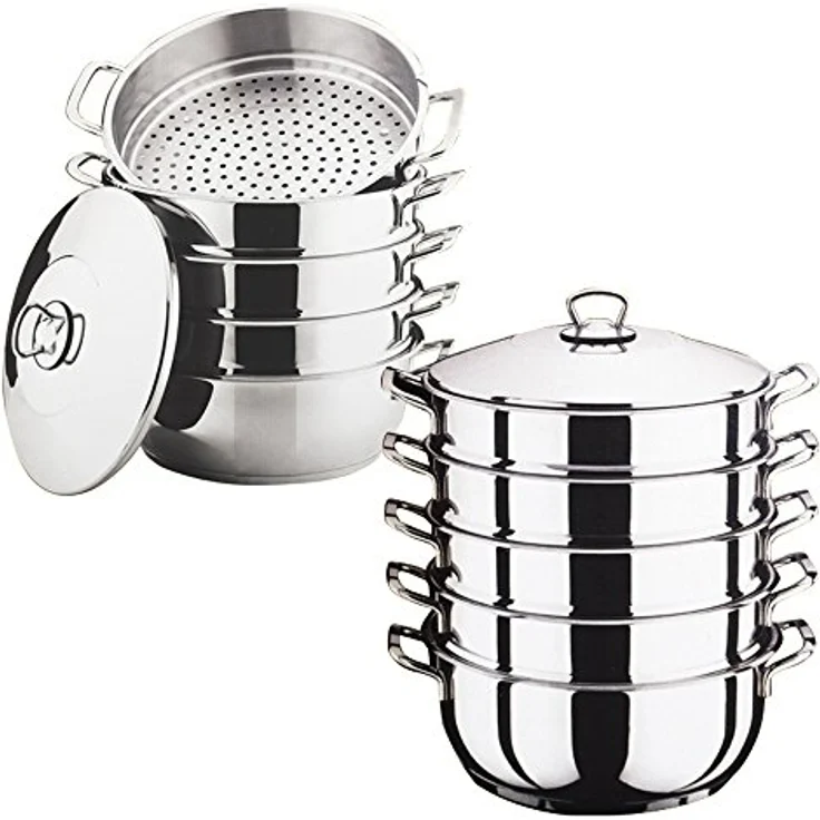 OLYMP handles Dampfkocher, Mantowarka, Gardampfkochtopf Set aus 18/10 Edelstahl, Optional 28cm - Edelstahl  – Bild 1