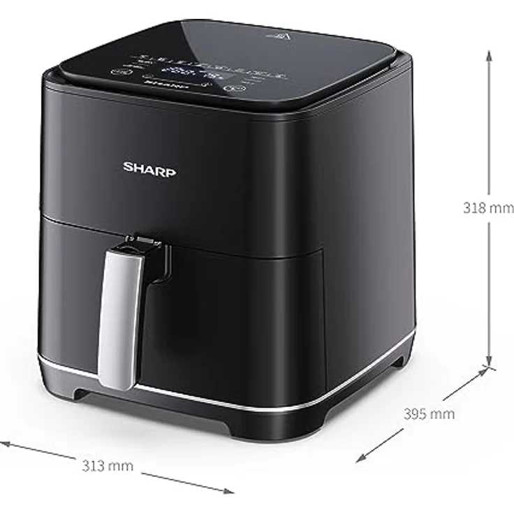 SHARP AF-GS552AE-B Heißluftfritteuse 5,5L mit digitaler Steuerung – Touchdisplay Funktion, 8 Programme, 1650W, Schwarz, Backen ohne Öl – Bild 5
