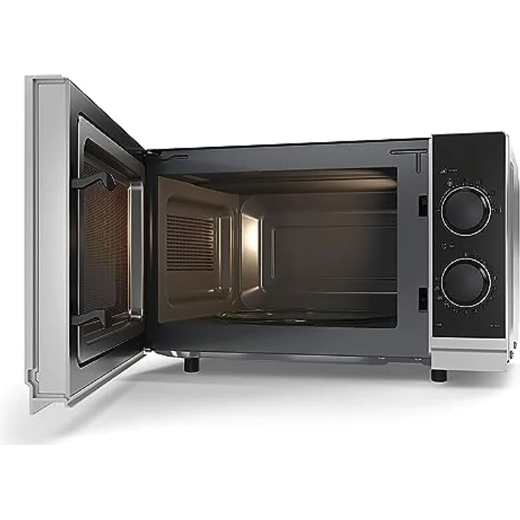 Sharp YC-PS201AE-S Mikrowelle, Standgerät, 20 Liter Garraum, 700 Watt, 6 Leistungsstufen, Auftaufunktion, silber, schwarz – Bild 6