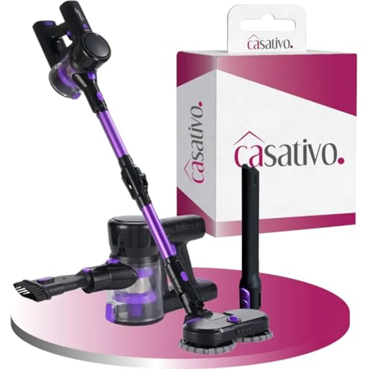Casativo Multifunktionaler 2in1 Akku Staubsauger - Zyklon-Hand- & Bodensauger mit Wischaufsatz, 23 kPa Saugkraft, HEPA-Filter, beutellos, für allergikerfreundliche Reinigung
