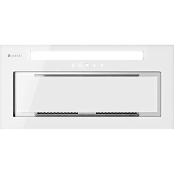 GLOBALO Dunstabzugshaube Loteo 60.4 Plus White, Einbauhaube für Küche, Flachlüfter, mit Beleuchtung, Breite 60 cm, 4 Leistungsstufen, Gehärtetes Glas und Lackierter Stahl