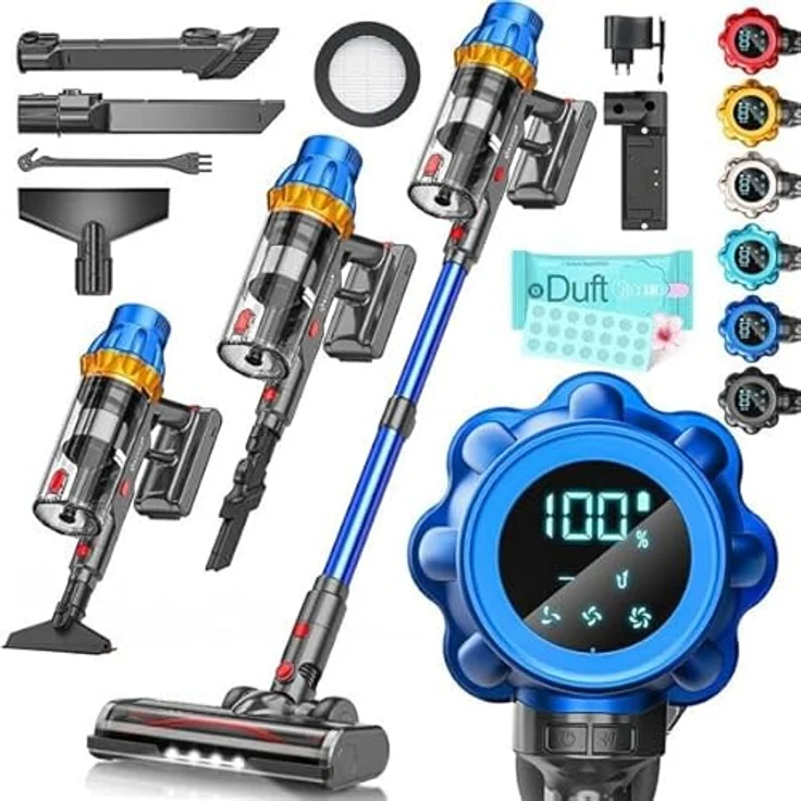 KESSER® Akku Staubsauger STS34, kabellos mit 70 Min. Laufzeit, 550W Motor, HEPA-Filter, LED Display, beutellos, Anti-Tangle-Bodenbürste für Hartböden und Teppich – Bild 1