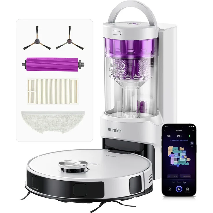 Eureka Saugroboter E20 PLUS mit Absaugstation, beutellose Basisstation, Multi-Zyklon-Technologie – Bild 1