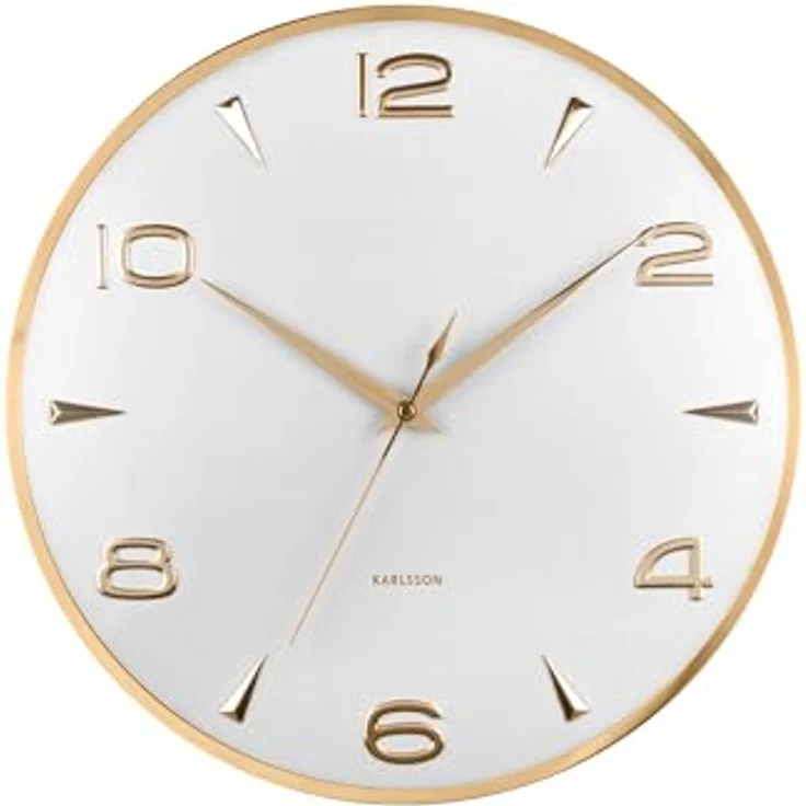 Karlsson Wanduhr Sienna Glow, moderne runde Wanduhr aus Eisen, weiß, 40.6x5x40.6cm, für Wohnzimmer – Bild 1
