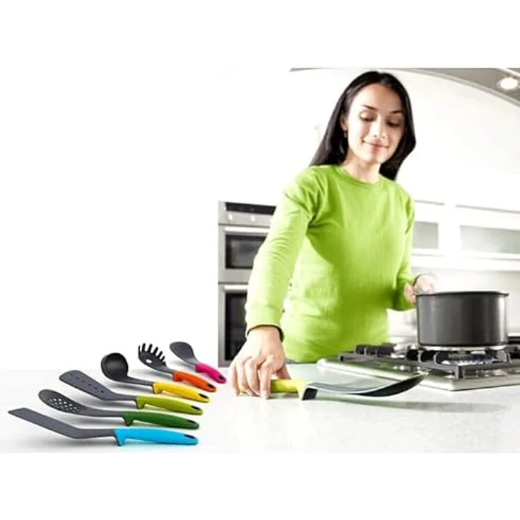Cheffinger Kochbesteck Küchenhelfer Set 7-teilig Drehbar Kochen Gastronomie, Farbenfroh – Bild 4