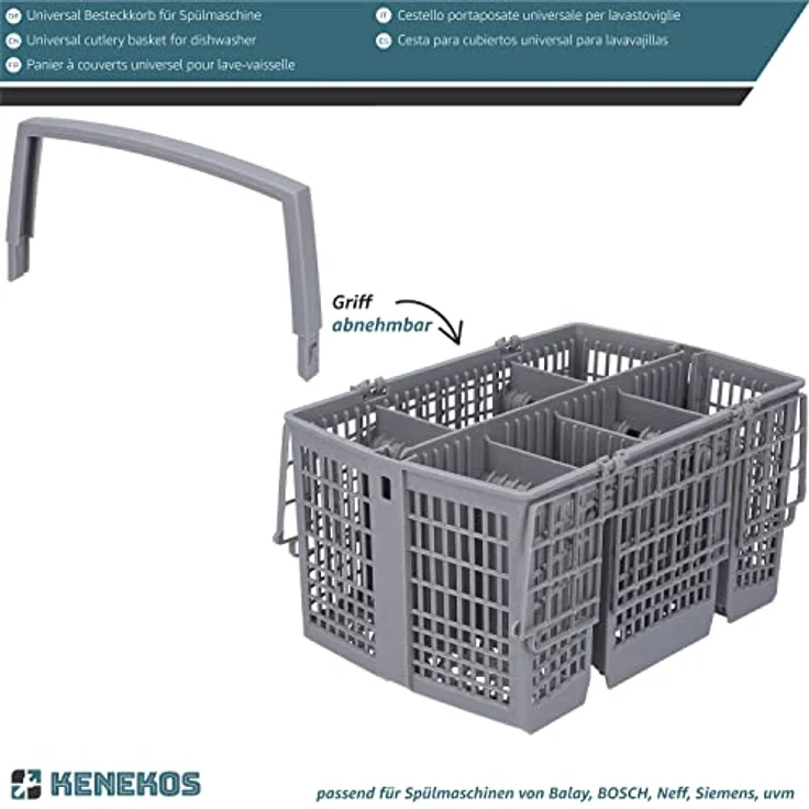 Kenekos Besteckkorb Spülmaschine, hitzebeständiger Geschirrspüler Zubehör mit 7 Fächern, kompatibel mit Siemens, Bosch, Neff – Bild 4