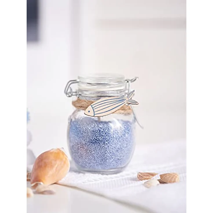 VBS Mini-Bügelglas Set, 6 bauchige Aufbewahrungsgläser, 120 ml, Klarglas mit Metallverschluss, 9 cm hoch, Ø 6 cm – Bild 3
