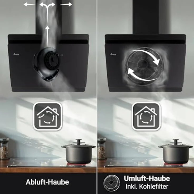 KKT KOLBE SOLO6005SM Dunstabzugshaube 60 cm, 782 cbm/h, Umluft/Abluft, Kopffrei, Glas Schwarz, Smart WiFi App, Nachlaufautomatik, SensorTouch, RGBW LED-Beleuchtung – Bild 7