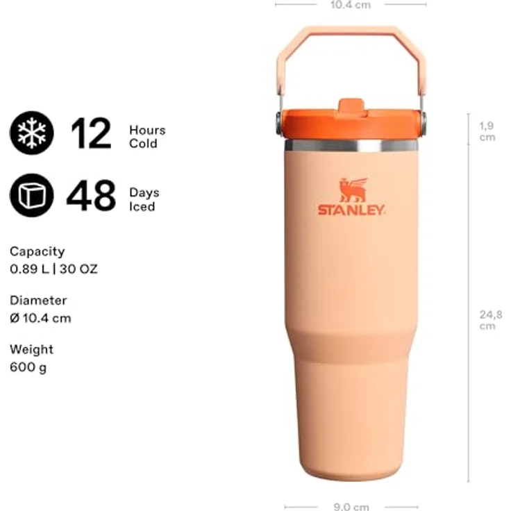 STANLEY 1913 Flip Straw Tumbler 0.89L, Trinkflasche mit 12 Stunden Kühlzeit, orange Sherbet – Bild 2